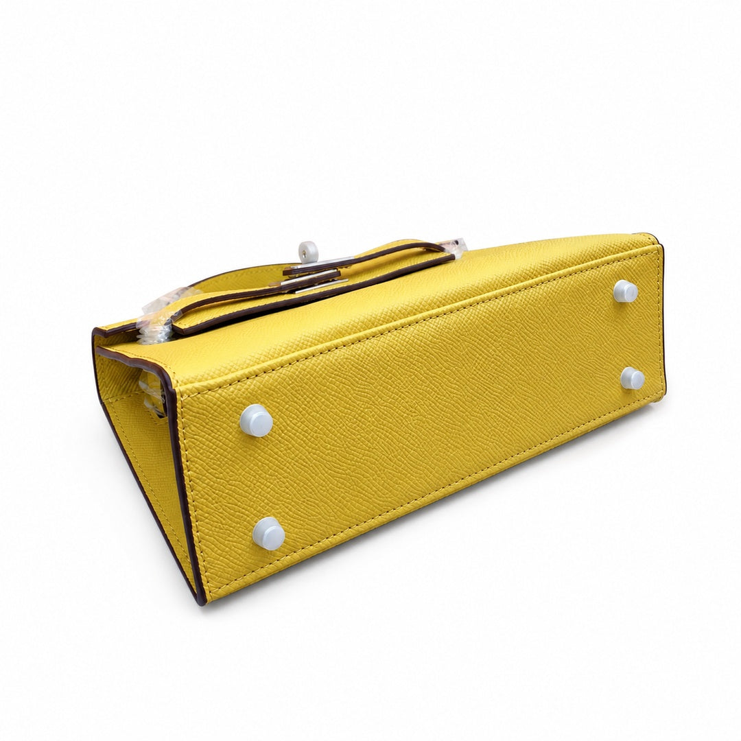 Mini Kelly II Sellier 19cm & 22cm Jaune Ambre Epsom Leather Palladium Hardware Women Mini Handbag