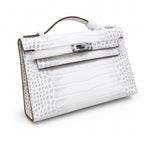 Kelly Pochette Himalaya Niloticus Crocodile Leather Palladium Hardware & Palladium Hardware Women Clutch Handbag