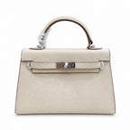 Mini Kelly II Sellier 19cm & 22cm Craie Epsom Leather Palladium Hardware Women Mini Handba