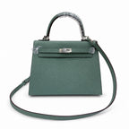 Kelly Sellier 25cm & 28cm Vert Cypress Epsom Leather Palladium Hardware Commute Shoulder Handbag