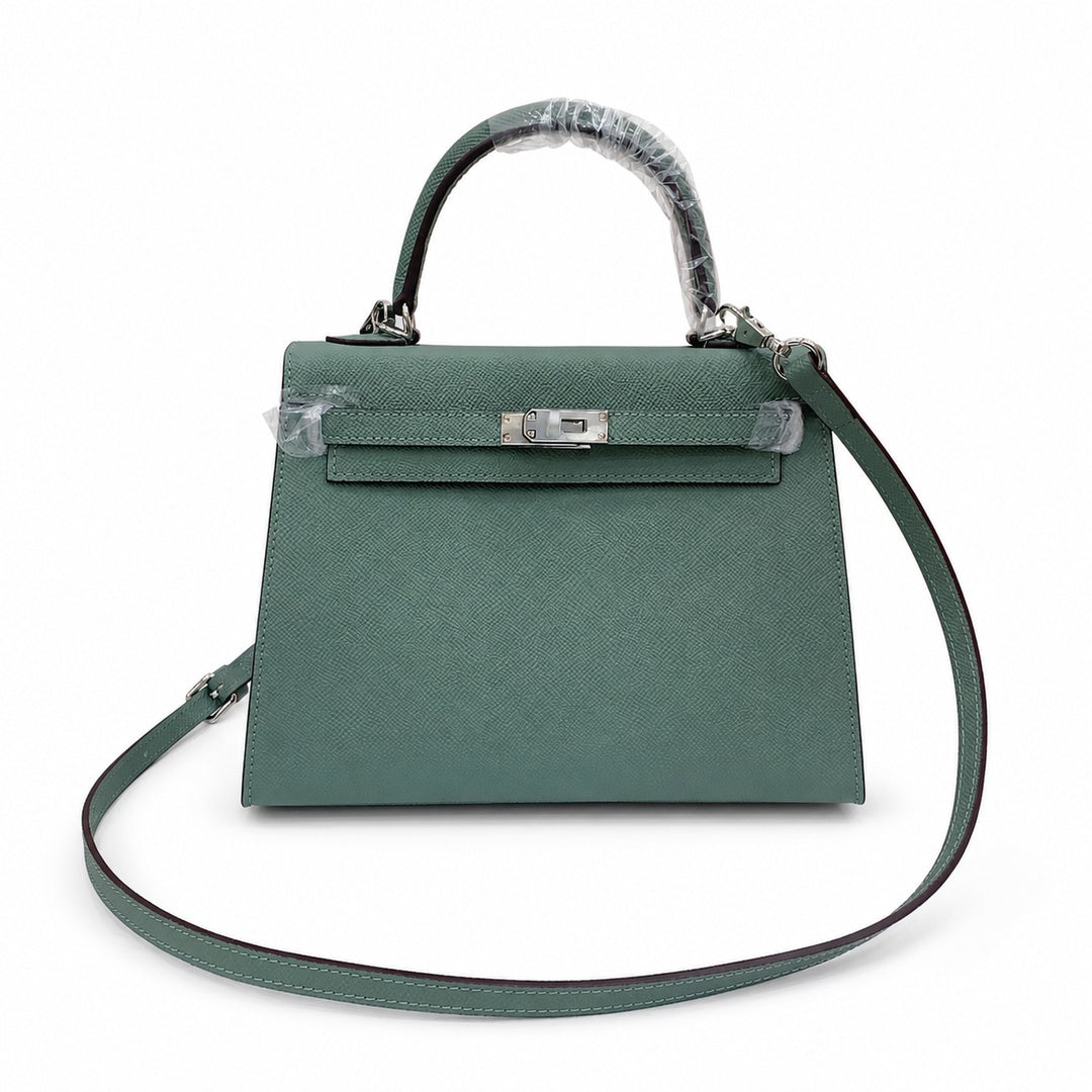 Kelly Sellier 25cm & 28cm Vert Cypress Epsom Leather Palladium Hardware Commute Shoulder Handbag