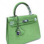 Kelly Sellier 25cm & 28cm Vert Pistache Epsom Leather Palladium Hardware Crossbody Handbag