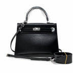 Kelly Sellier 19cm & 22cm & 25cm Noir Box Calf Leather Gold Hardware & Palladium Hardware Women Handbag