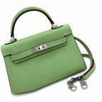 Mini Kelly II Sellier 19cm & 22cm Vert Pistache Epsom Leather Palladium Hardware Women Mini Handbag