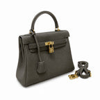 Kelly Sellier 20cm & 25cm & 28cm Gris Asphalte Togo Leather Gold Hardware Women Handbag