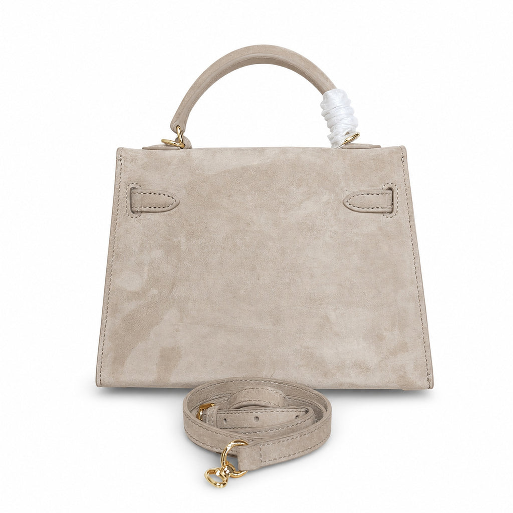 Mini Kelly Sellier 22cm Trench Suede Leather Gold Hardware Women Mini Handbag