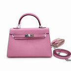 Mini Kelly II Sellier 19cm & 22cm Rose Confetti Epsom Leather Palladium Hardware Women Mini Handbag