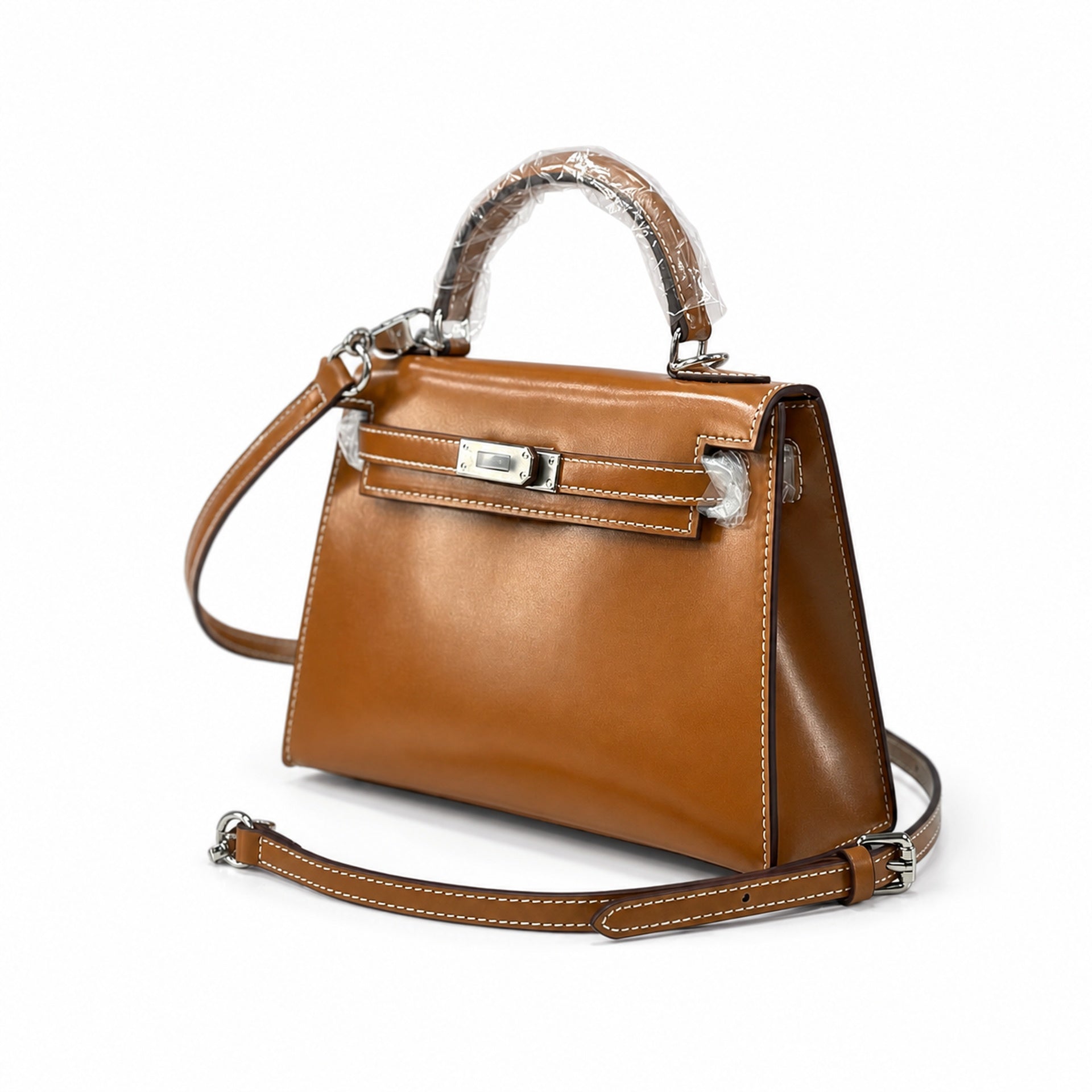 Kelly Sellier 19cm & 22cm & 25cm Gold Box Calf Leather Gold Hardware & Palladium Hardware Women Handbag