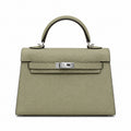 Mini Kelly II Sellier 19cm & 22cm Sauge Epsom Leather Palladium Hardware Women Mini Handbag