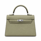 Mini Kelly II Sellier 19cm & 22cm Sauge Epsom Leather Palladium Hardware Women Mini Handbag