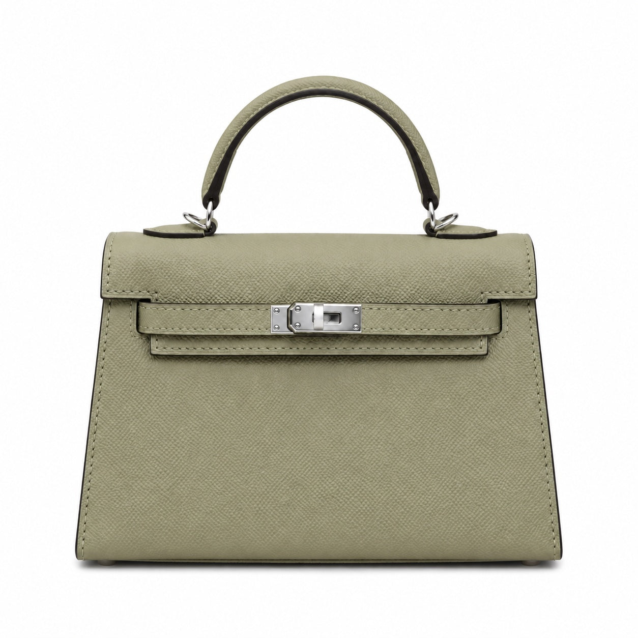 Mini Kelly II Sellier 19cm & 22cm Sauge Epsom Leather Palladium Hardware Women Mini Handbag
