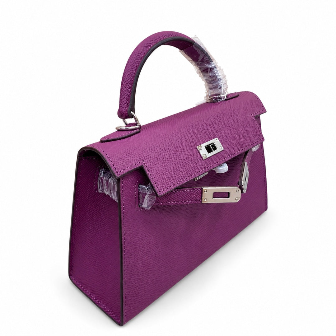 Mini Kelly II Sellier 19cm & 22cm Violet Epsom Leather Palladium Hardware Women Mini Handbag