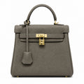 Kelly Sellier 20cm & 25cm & 28cm Gris Asphalte Togo Leather Gold Hardware Women Handbag