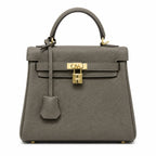 Kelly Sellier 20cm & 25cm & 28cm Gris Asphalte Togo Leather Gold Hardware Women Handbag