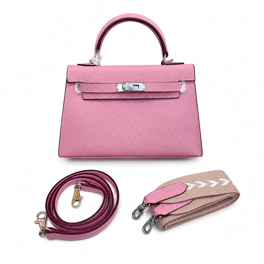 Mini Kelly II Sellier 19cm & 22cm Rose Confetti Epsom Leather Palladium Hardware Women Mini Handbag