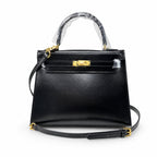 Kelly Sellier 19cm & 22cm & 25cm Noir Box Calf Leather Gold Hardware & Palladium Hardware Women Handbag