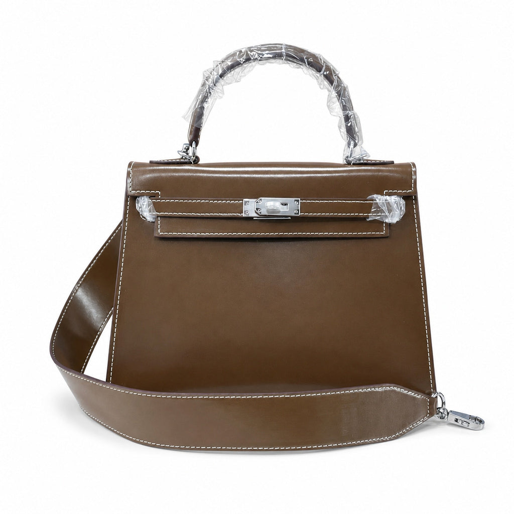 Kelly Sellier 19cm & 22cm & 25cm Ebene Box Calf Leather Gold Hardware & Palladium Hardware Women Handbag