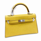Mini Kelly II Sellier 19cm & 22cm Jaune Ambre Epsom Leather Palladium Hardware Women Mini Handbag