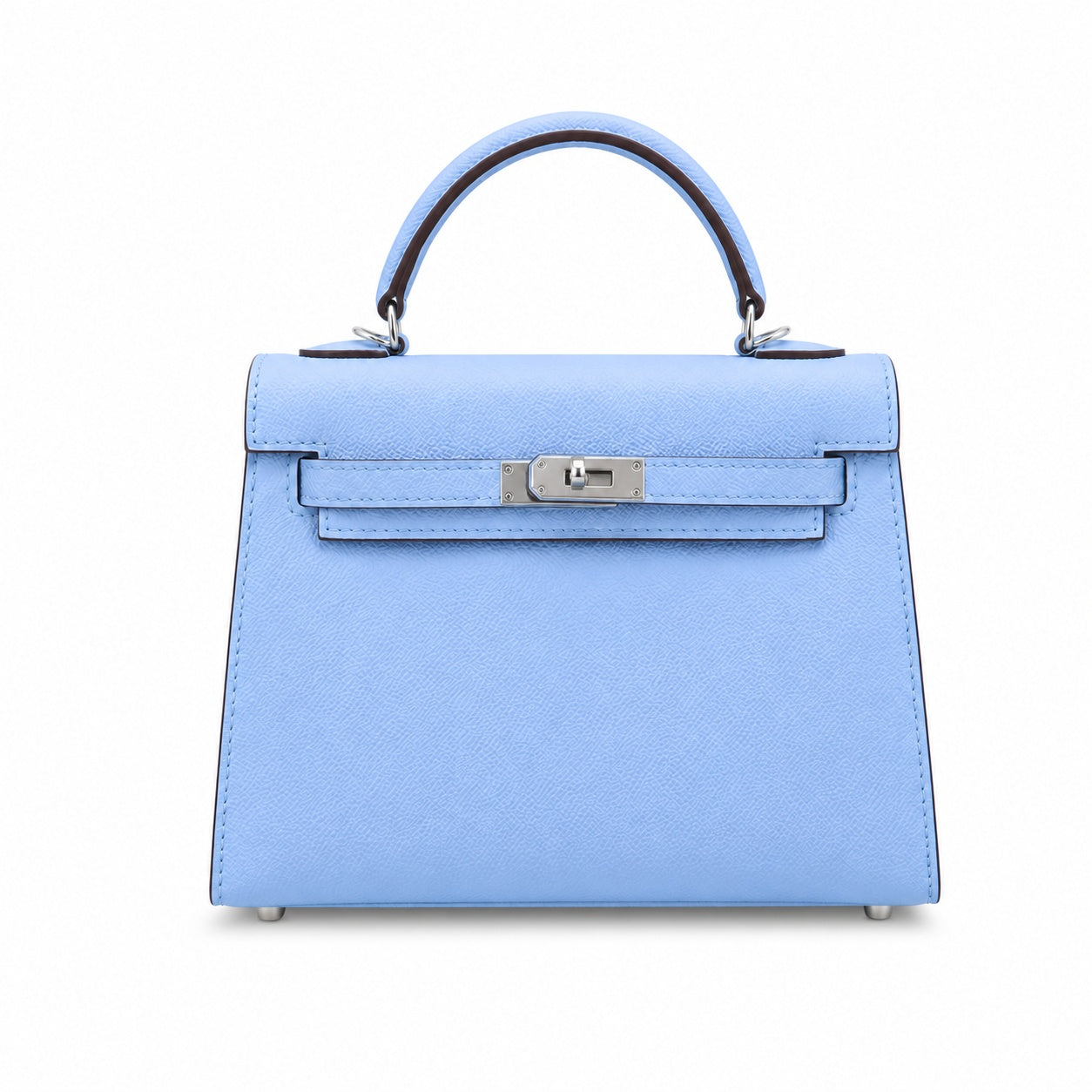 Mini Kelly II Sellier 19cm & 22cm Bleu Brume Epsom Leather Palladium Hardware Women Mini Handbag