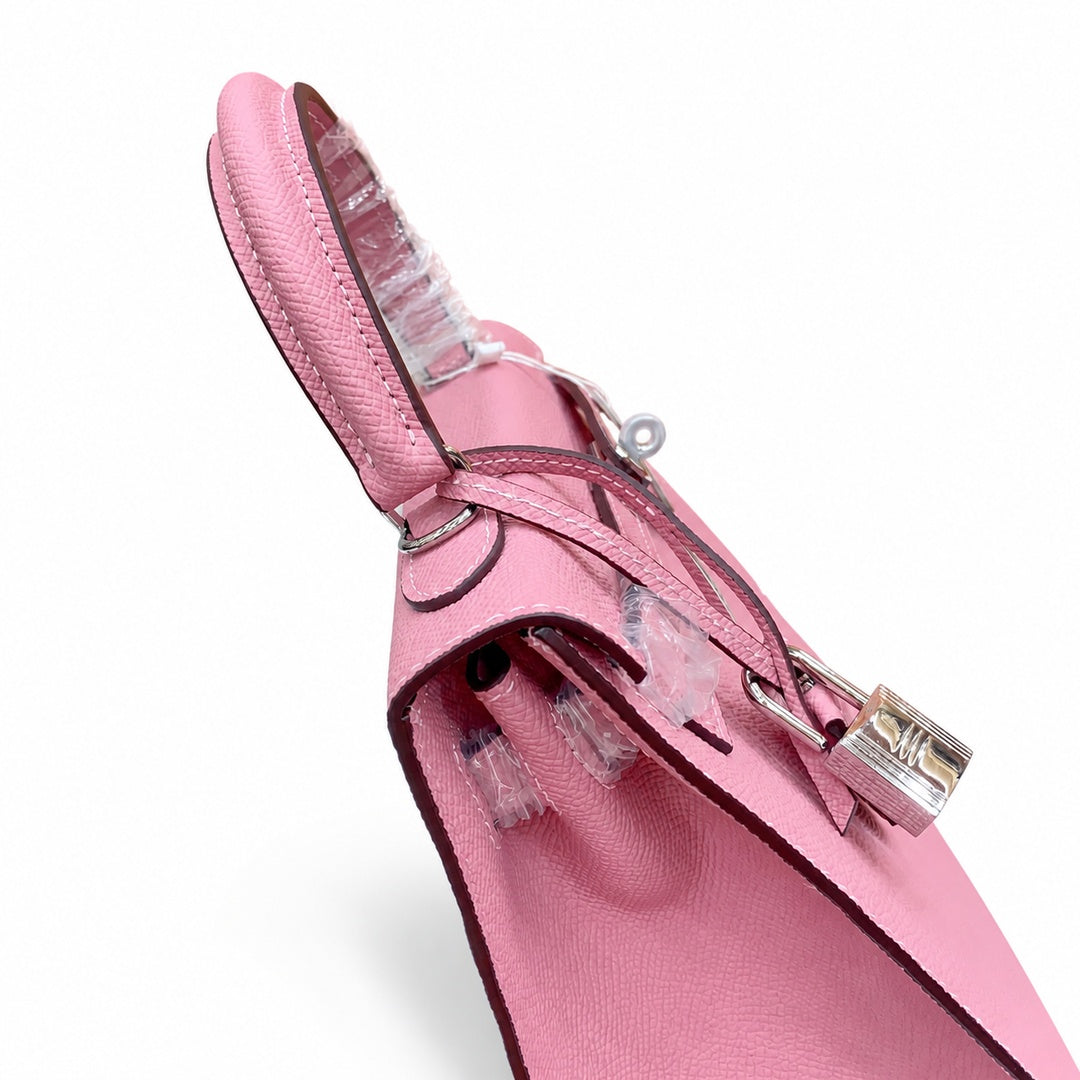 Kelly Sellier 25cm & 28cm Rose Confetti Epsom Leather Palladium Hardware Crossbody Handbag