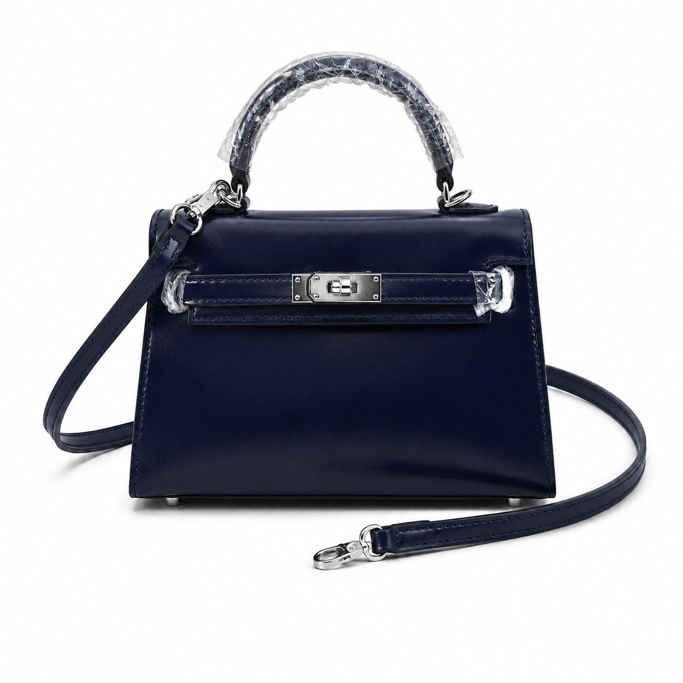 Kelly Sellier 19cm & 22cm & 25cm Bleu Nuit Box Calf Leather Gold Hardware & Palladium Hardware Women Handbag