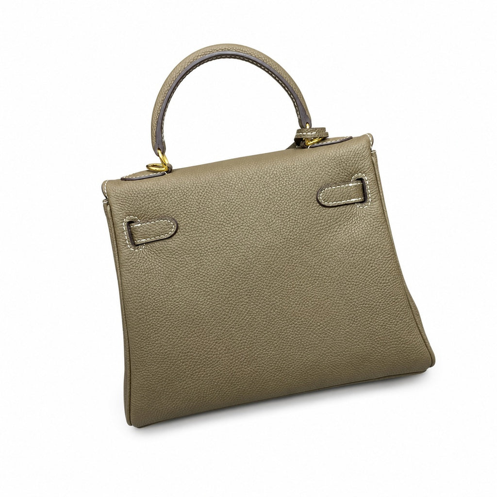 Kelly Sellier 20cm & 25cm & 28cm Etoupe Togo Leather Gold Hardware Women Handbag