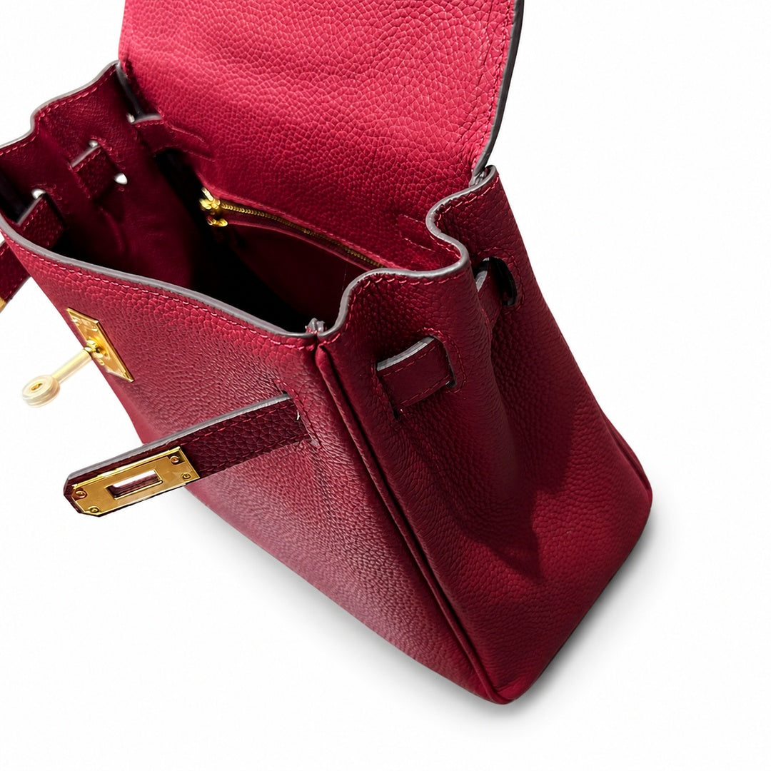 Kelly Sellier 20cm & 25cm & 28cm Rouge H Togo Leather Gold Hardware Women Handbag