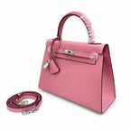 Kelly Sellier 25cm & 28cm Rose Confetti Epsom Leather Palladium Hardware Crossbody Handbag