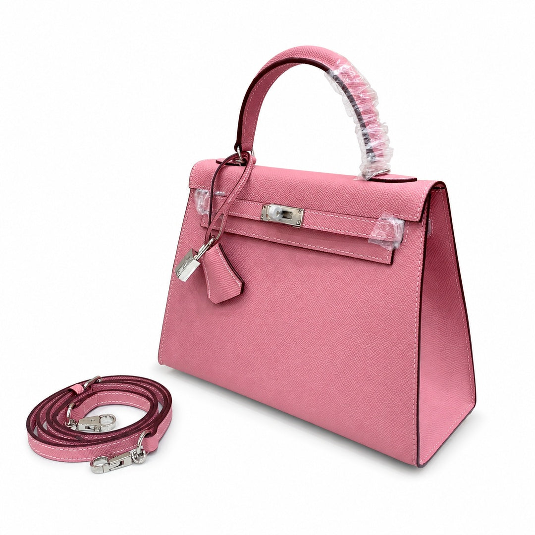 Kelly Sellier 25cm & 28cm Rose Confetti Epsom Leather Palladium Hardware Crossbody Handbag