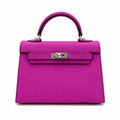 Mini Kelly II Sellier 19cm & 22cm Rose Pourpre Epsom Leather Palladium Hardware Women Mini Handbag
