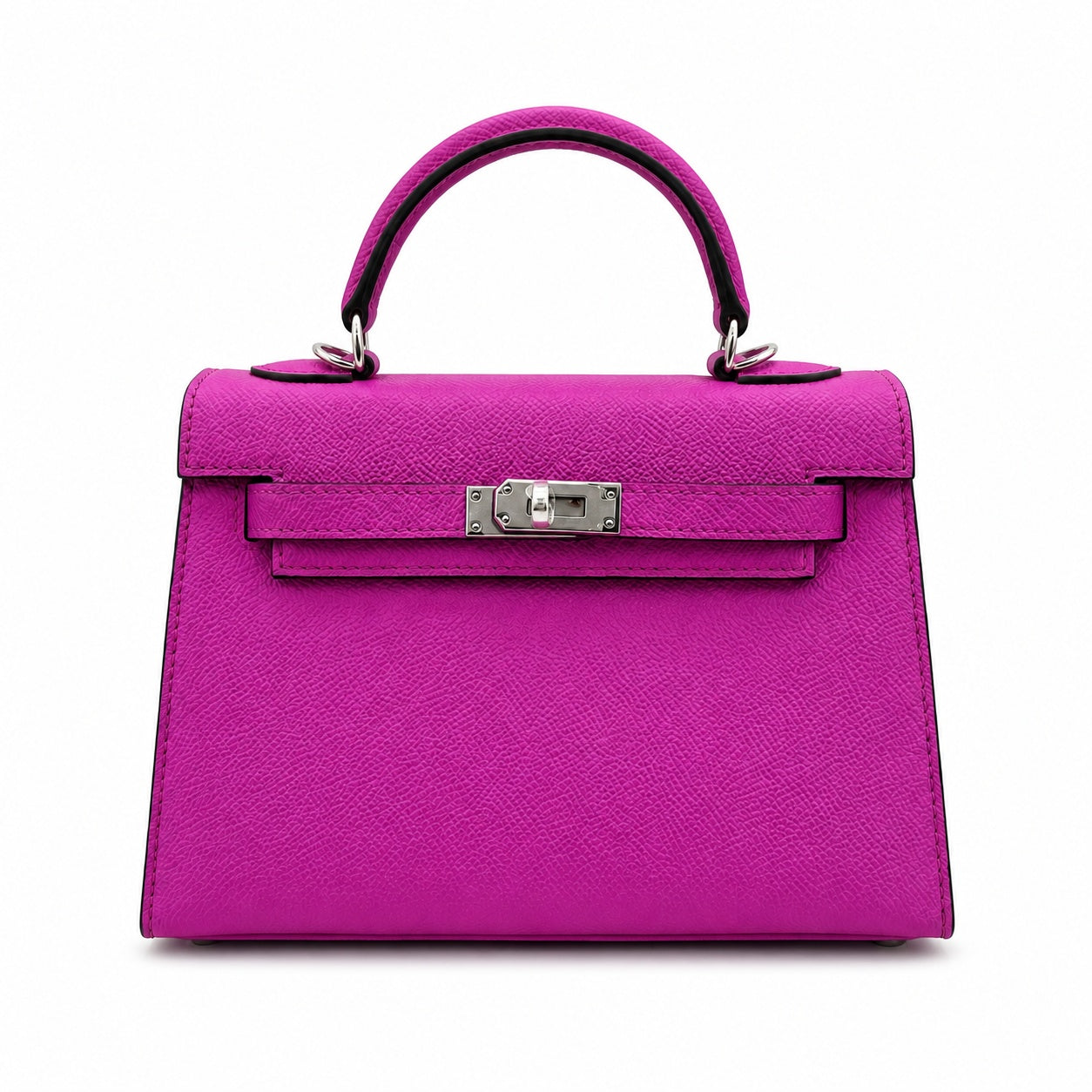 Mini Kelly II Sellier 19cm & 22cm Rose Pourpre Epsom Leather Palladium Hardware Women Mini Handbag