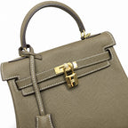 Kelly Sellier 20cm & 25cm & 28cm Etoupe Togo Leather Gold Hardware Women Handbag