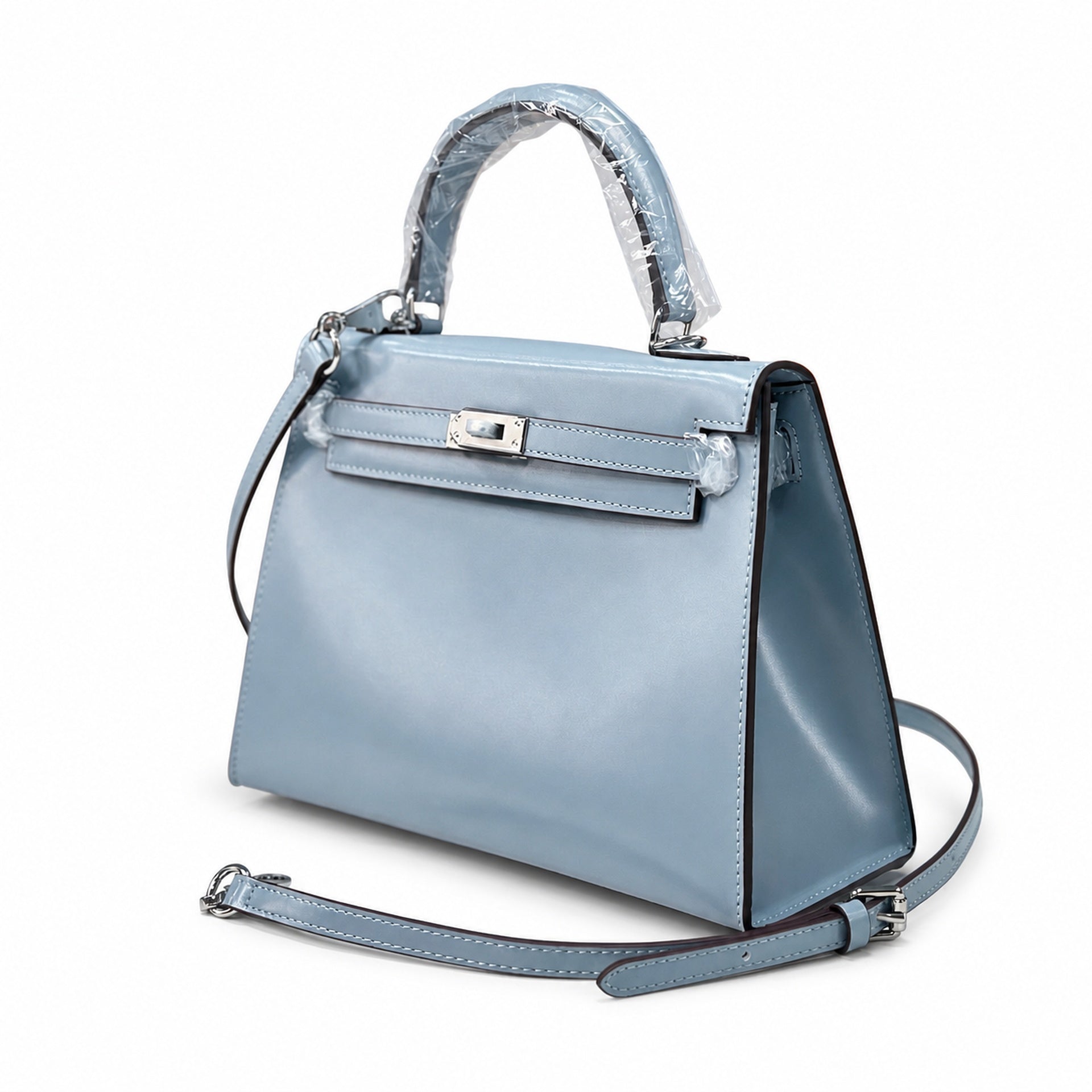 Kelly Sellier 19cm & 22cm & 25cm Bleu Lin Box Calf Leather Gold Hardware & Palladium Hardware Women Handbag