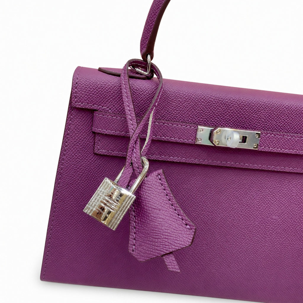 Kelly Sellier 25cm & 28cm Violine Epsom Leather Palladium Hardware Commute Shoulder Handbag