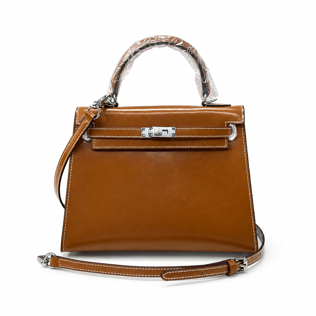 Kelly Sellier 19cm & 22cm & 25cm Gold Box Calf Leather Gold Hardware & Palladium Hardware Women Handbag