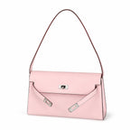 Kelly Elan 25 Underarm Baguette Bag, Genuine Top Layer Cowhide Goat Grain Leather, Silver Hardware Mauve Iris Purple Shoulder Handbag, Bright Soft Tone Youthful Elegant Daily Purse Size 25×6.5×15cm