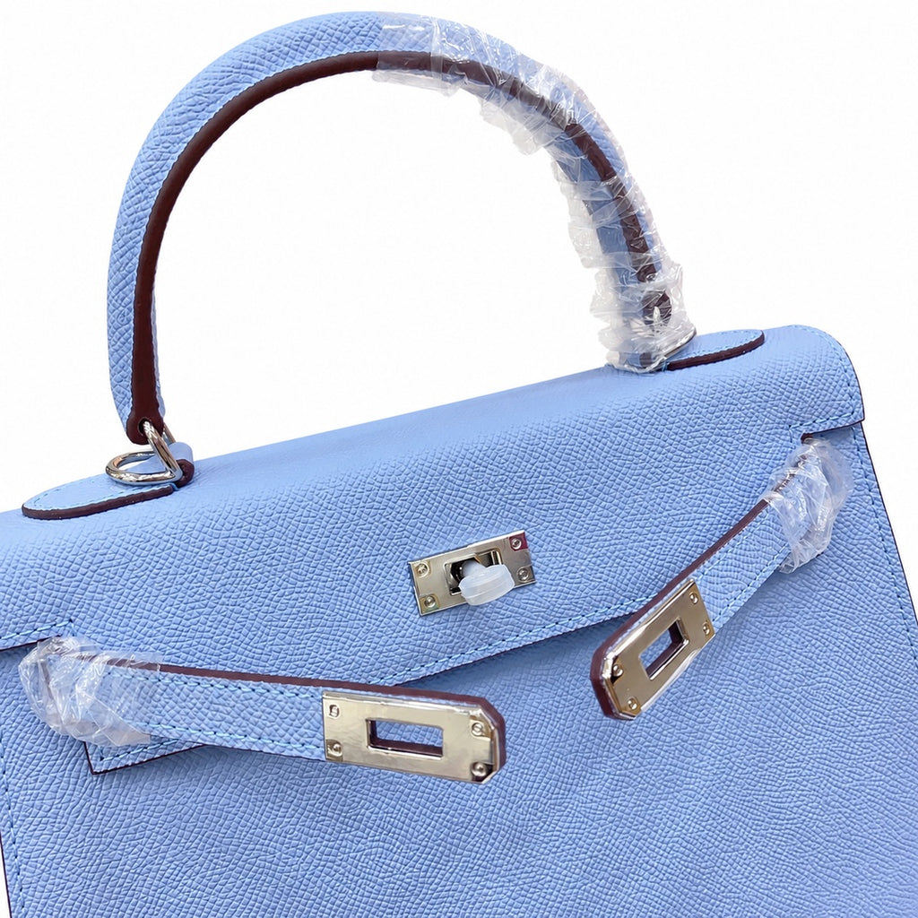 Kelly Sellier 25cm & 28cm Bleu Brume Epsom Leather Palladium Hardware Vintage Women Handbag