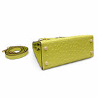 Kelly Sellier 25cm Jaune Poussin Ostrich Gold Hardware Designer Women Shoulder Handbag