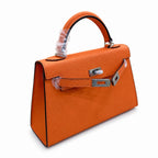 Mini Kelly II Sellier 19cm & 22cm Orange Epsom Leather Palladium Hardware Women Mini Handbag