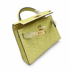 Mini Kelly II 19cm Sellier Jaune Poussin Ostrich Gold Hardware Luxury Mini Handbag