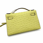 Mini Kelly II Sellier 19cm & 22cm Jaune Citron Ostrich Leather Gold Hardware Women Mini Handbag