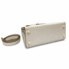Kelly Sellier 25cm Craie Ostrich Gold Hardware Premium Women Shoulder Purse