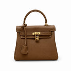 Kelly Sellier 20cm & 25cm & 28cm Chocolat Togo Leather Gold Hardware Women Handbag