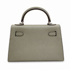 Mini Kelly II Sellier 19cm & 22cm Sauge Epsom Leather Palladium Hardware Women Mini Handbag