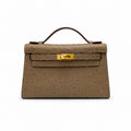 Mini Kelly II Sellier 19cm & 22cm Etoupe Ostrich Leather Gold Hardware Women Mini Handbag