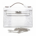 Kelly Pochette Himalaya Niloticus Crocodile Leather Palladium Hardware & Palladium Hardware Women Clutch Handbag