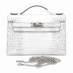 Kelly Pochette Himalaya Niloticus Crocodile Leather Palladium Hardware & Palladium Hardware Women Clutch Handbag