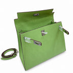 Kelly Sellier 25cm & 28cm Vert Pistache Epsom Leather Palladium Hardware Crossbody Handbag