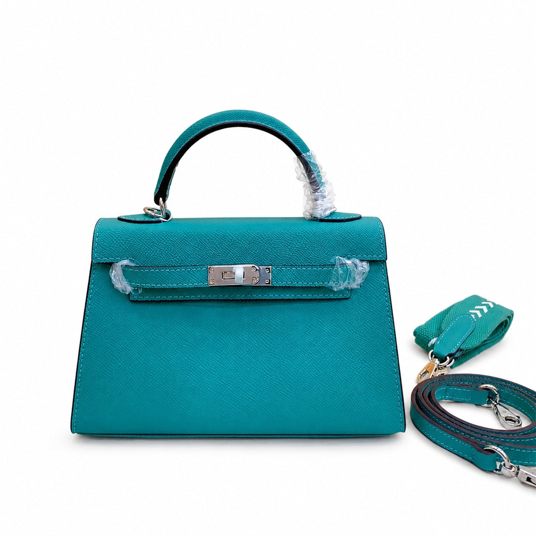 Mini Kelly II Sellier 19cm & 22cm Vert Jade Epsom Leather Palladium Hardware Women Mini Handbag
