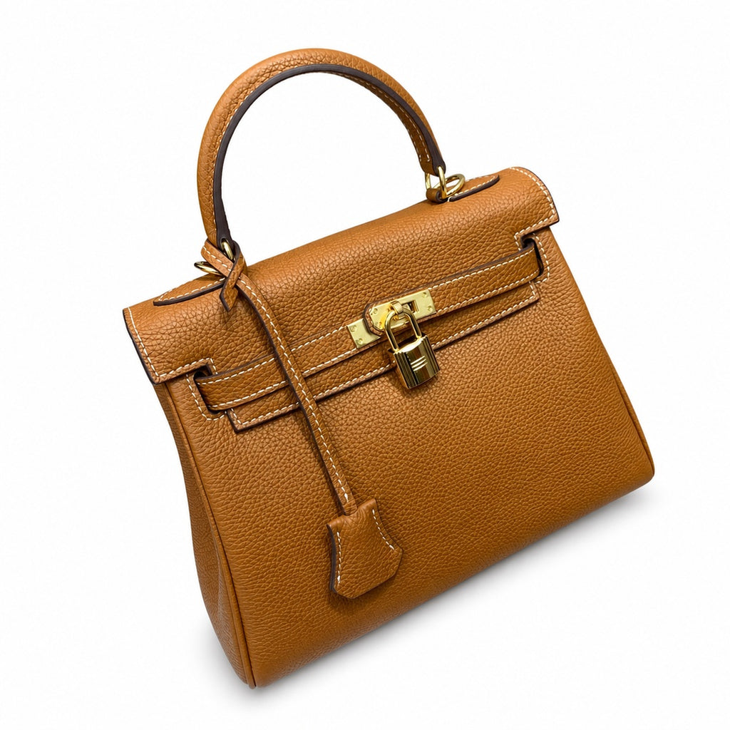 Kelly Sellier 20cm & 25cm & 28cm Gold Togo Leather Gold Hardware Women Handbag